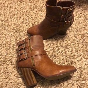 Brown booties from JustFab